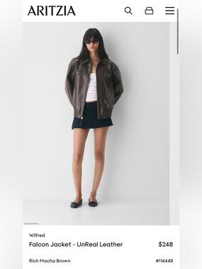 Wilfred Falcon Brown Bomber Jacket in UnReal leather oversized XXS - New!